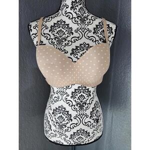 Women's Victoria's Secret Lined Strapless Padded Bra Polka Dots Size 38D Opaque